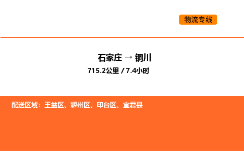 石家庄到铜川物流专线,石家庄到铜川物流公司（县/镇-直达派送）